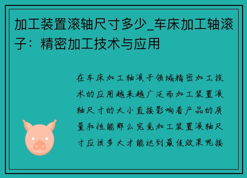 加工装置滚轴尺寸多少_车床加工轴滚子：精密加工技术与应用